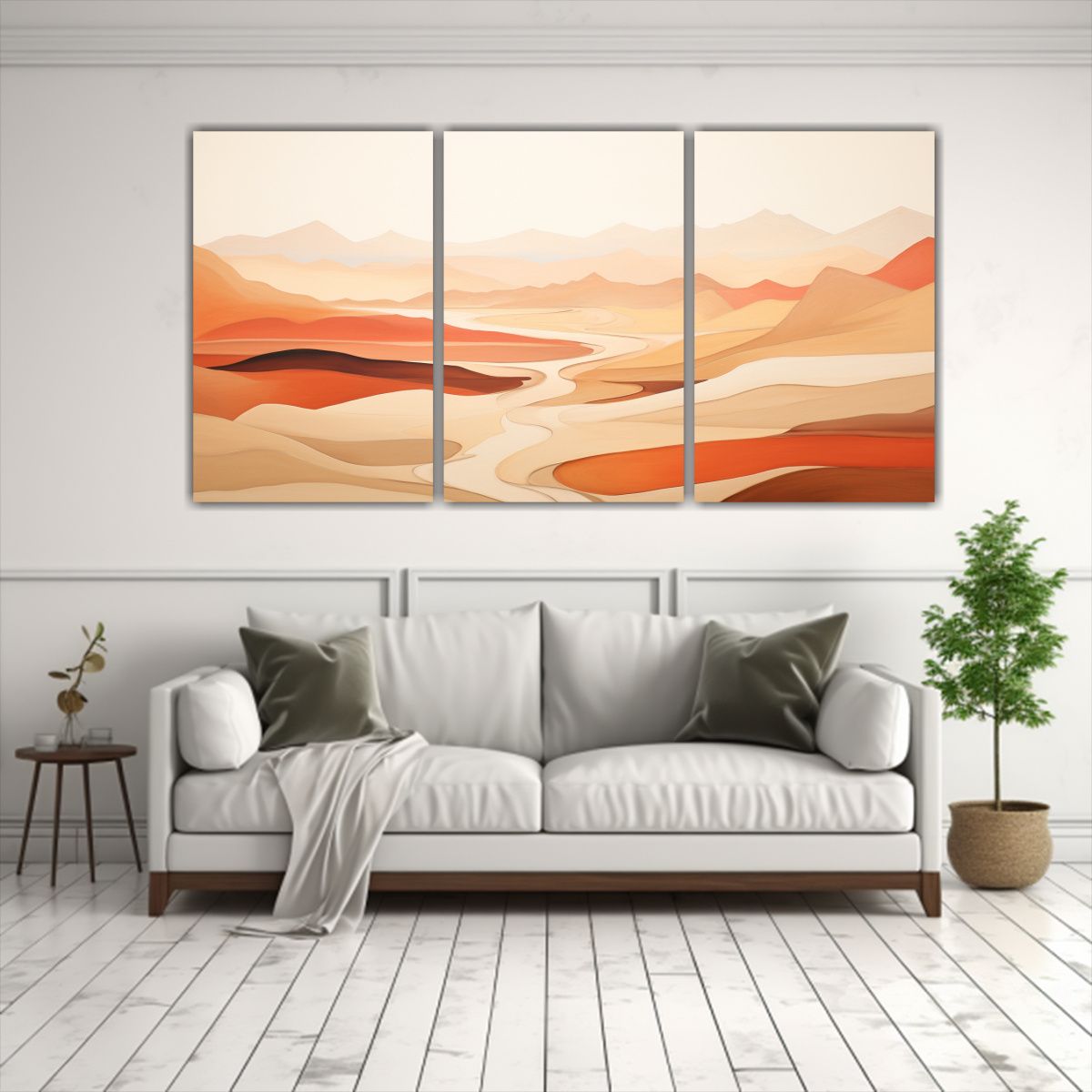 GENERICO - Paisaje Sereno Del Desierto En Tres Telas Impresas De Bastid 240x120cm