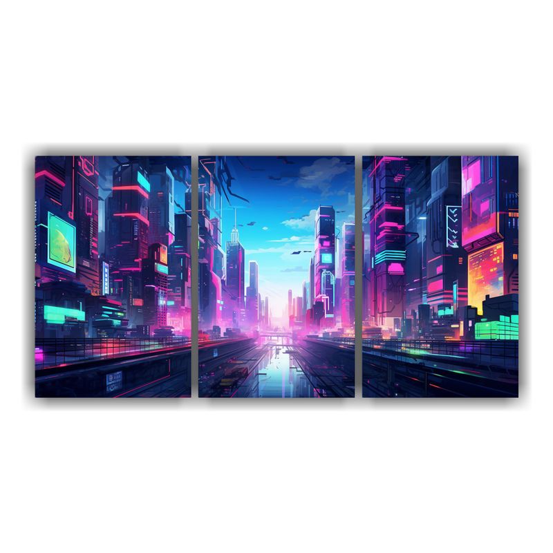 GENERICO - Pinturas Decorativas De Una Ciudad Ciberpunk Abstracta Y Lum 240x120cm