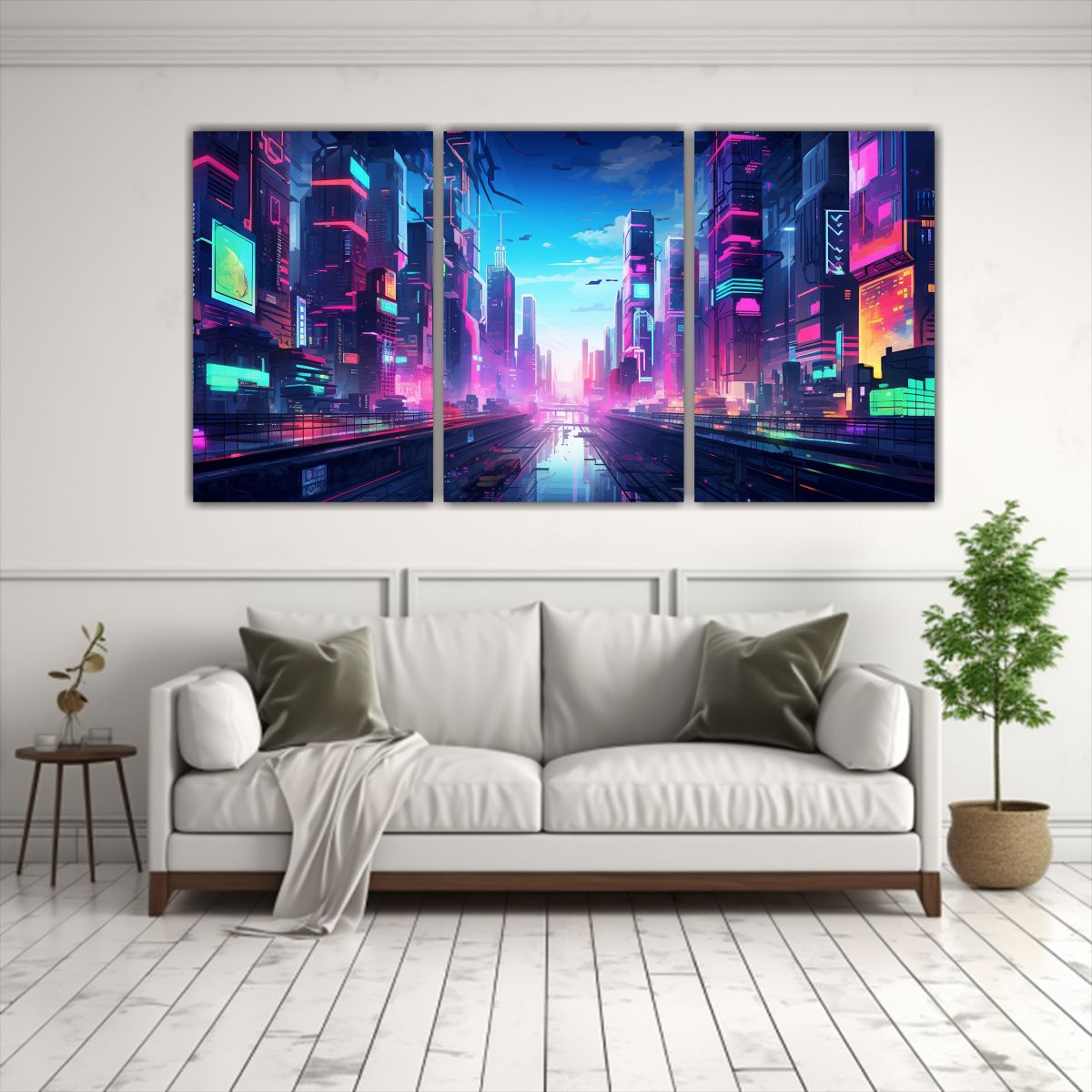 GENERICO - Pinturas Decorativas De Una Ciudad Ciberpunk Abstracta Y Lum 240x120cm