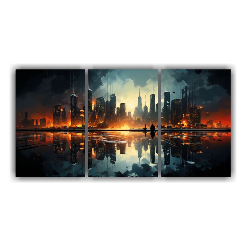 GENERICO - Pinturas Decorativas De Ciudad Abstracta Con Toque Futurista 240x120cm