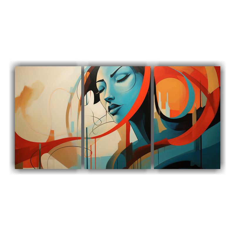 GENERICO - Pinturas Abstractas De Impacto Visual En Tres Cuadros Horizo 240x120cm