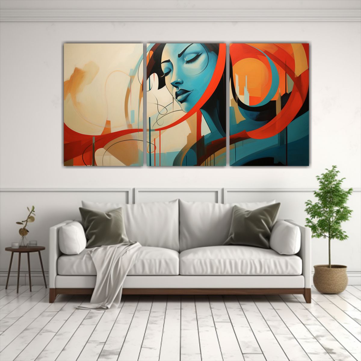 GENERICO - Pinturas Abstractas De Impacto Visual En Tres Cuadros Horizo 240x120cm