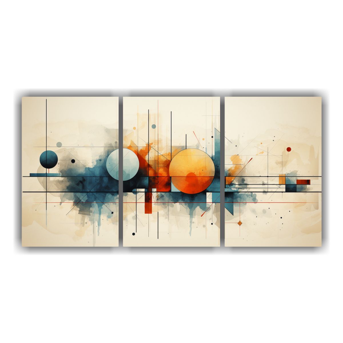 GENERICO - Conjunto 3 Cuadros Conceptual Originalidad Pintura Abstrakt  240x120cm