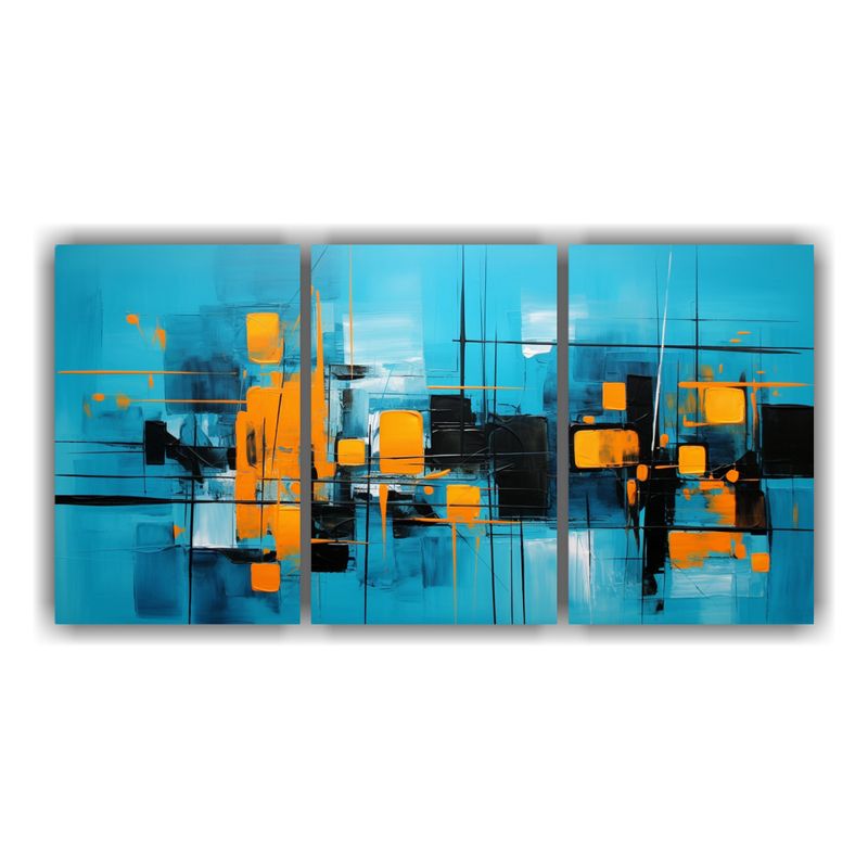 GENERICO - Conjunto De 3 Lienzos De Tela En Colores Turquesa Y Perspect 240x120cm
