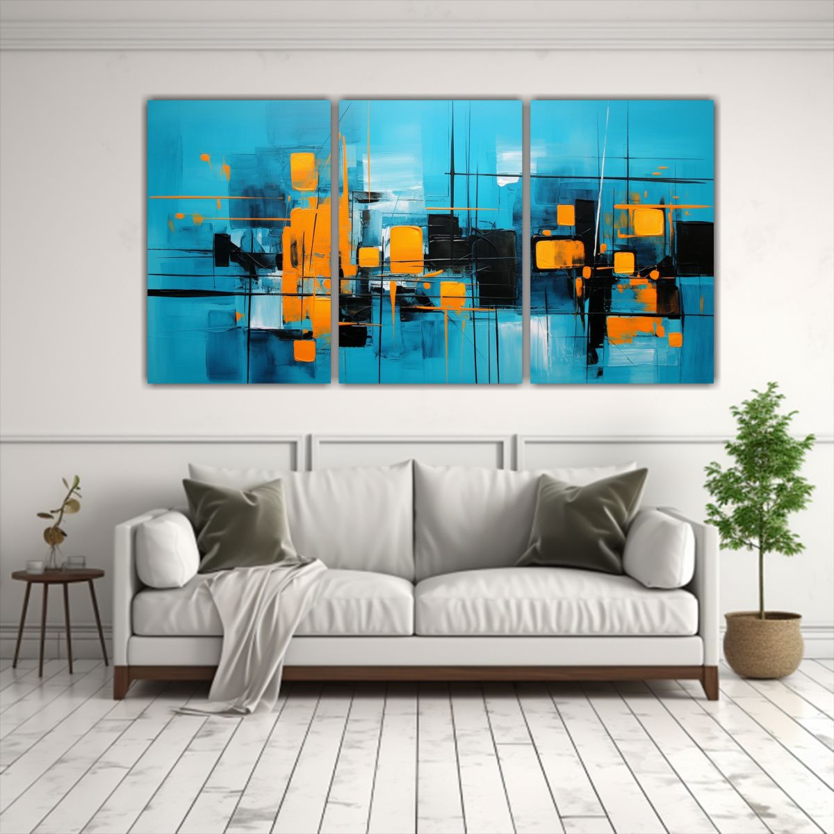 GENERICO - Conjunto De 3 Lienzos De Tela En Colores Turquesa Y Perspect 240x120cm