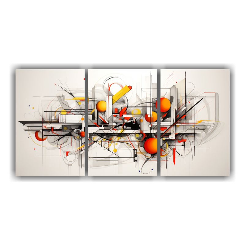 GENERICO - Conjunto De 3 Lienzos Modernos Multicolor Con Cuadros Abstra 240x120cm