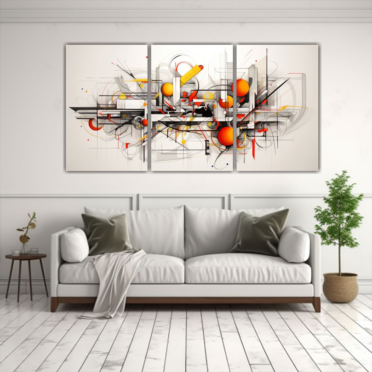 GENERICO - Conjunto De 3 Lienzos Modernos Multicolor Con Cuadros Abstra 240x120cm