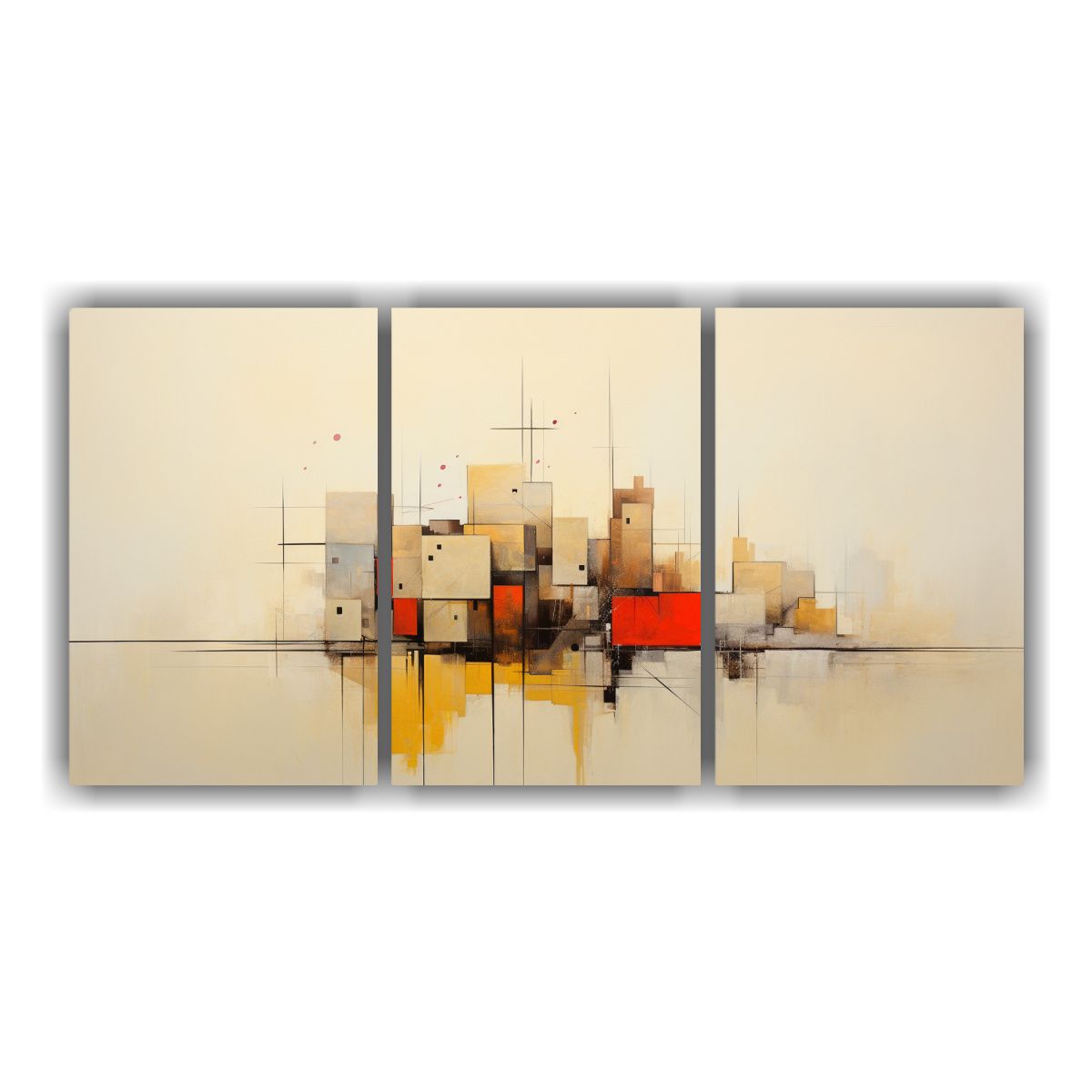 GENERICO - Pinturas Abstractas Horizontales En Tres Telas Abstractas De 240x120cm