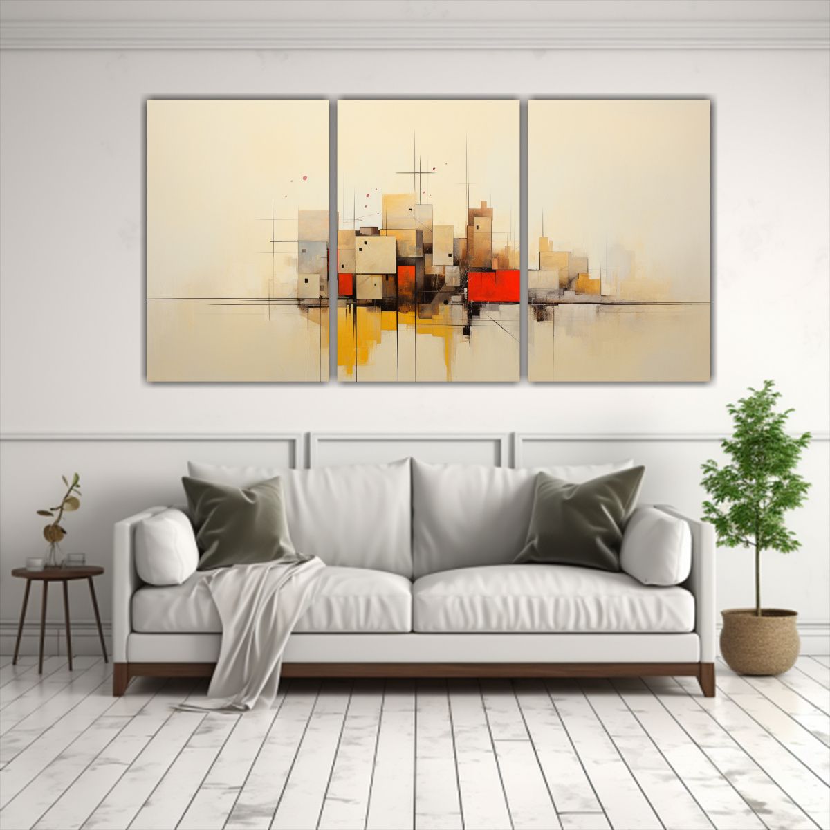 GENERICO - Pinturas Abstractas Horizontales En Tres Telas Abstractas De 240x120cm