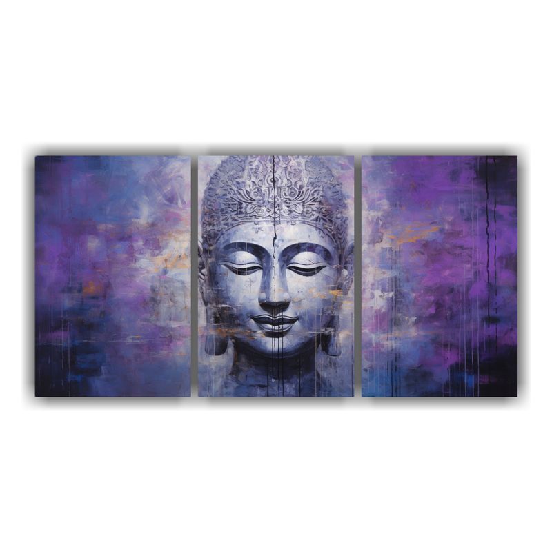 GENERICO - Cuadros Vintage Estilo Abstracto Plata Y Morado Con Figuras  240x120cm