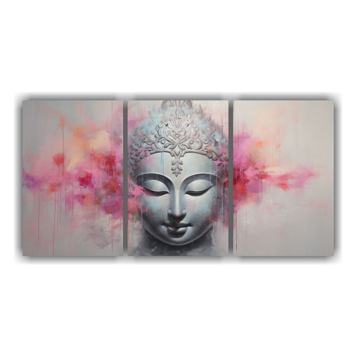GENERICO - Conjunto De 3 Lienzos Hermosos Buddha Face Oil Abstract Styl 240x120cm