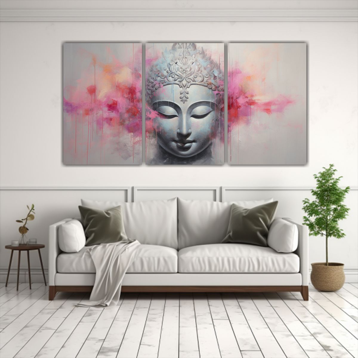 GENERICO - Conjunto De 3 Lienzos Hermosos Buddha Face Oil Abstract Styl 240x120cm