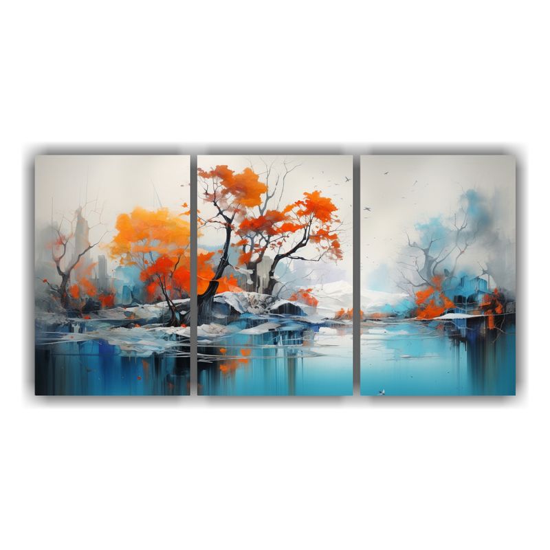 GENERICO - Conjunto De 3 Lienzos De Tela Con Paisajes Abstractos Y Acua 240x120cm