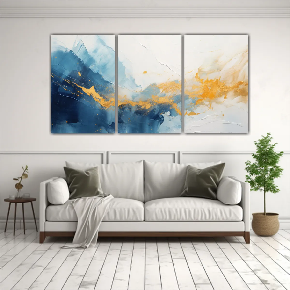 GENERICO - Conjunto De 3 Telas En Bastidor Abstracto Con Fondo De Pintu 240x120cm