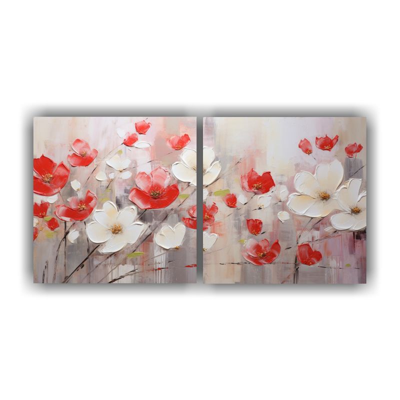 GENERICO - Pintura En Lienzo De Flores En Colores Blancos Y Rojos Para  160x80cm