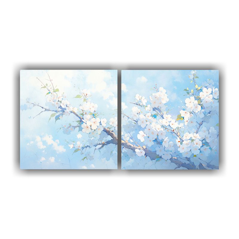 GENERICO - Pintura Relieve Flor De Cerezo O Sakura Blanca En Lienzo 160x80cm
