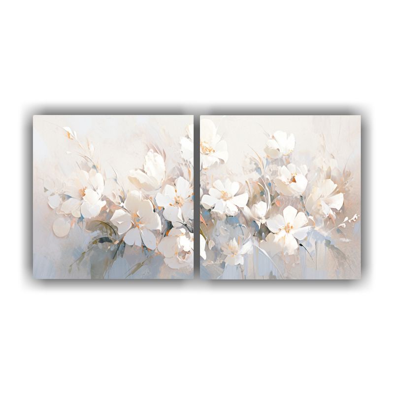 GENERICO - Cuadro Conceptual Exposición A Pintura De Flores Blancas En 160x80cm
