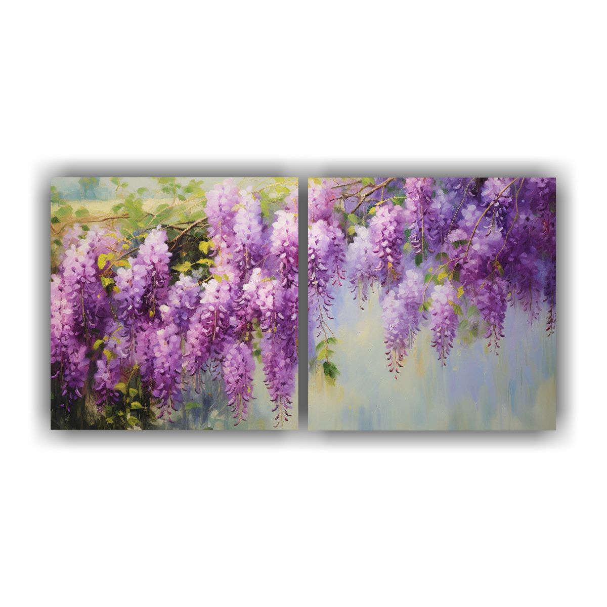 GENERICO - Pintura Abstracta De Flores De Glicina En Detalle Alto 160x80cm