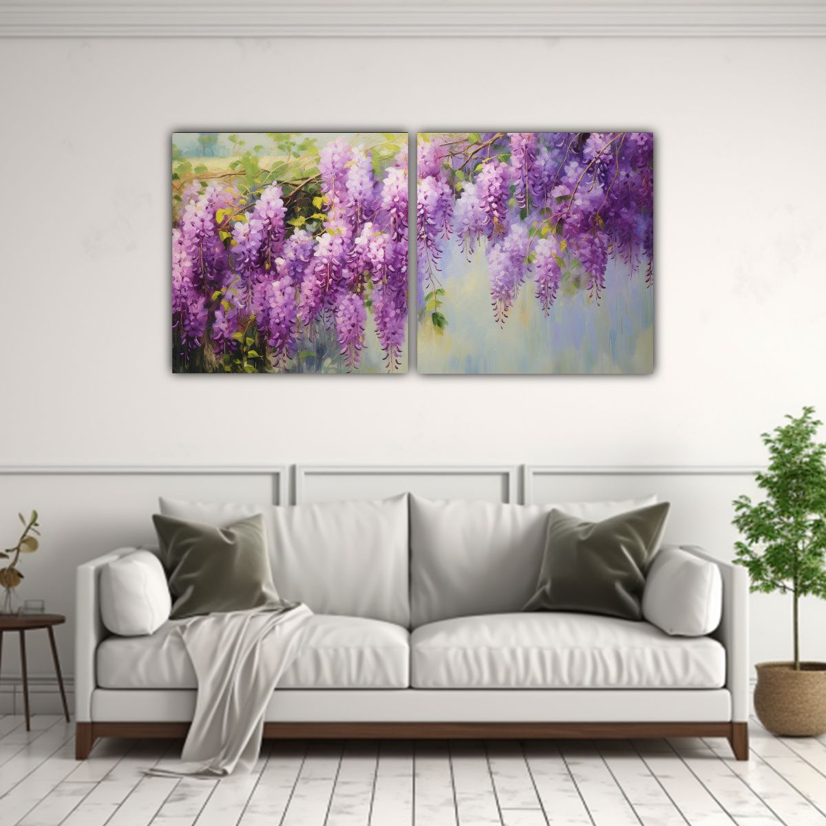 GENERICO - Pintura Abstracta De Flores De Glicina En Detalle Alto 160x80cm