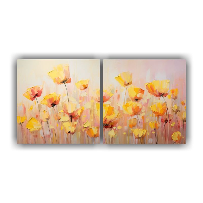 GENERICO - Pintura Floral En Lienzo Amarillo Y Rosa De Alta Calidad 160x80cm