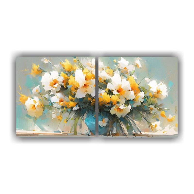 GENERICO - Pintura En Lienzo De Flores De Colores Amarillo Y Azul Para  160x80cm