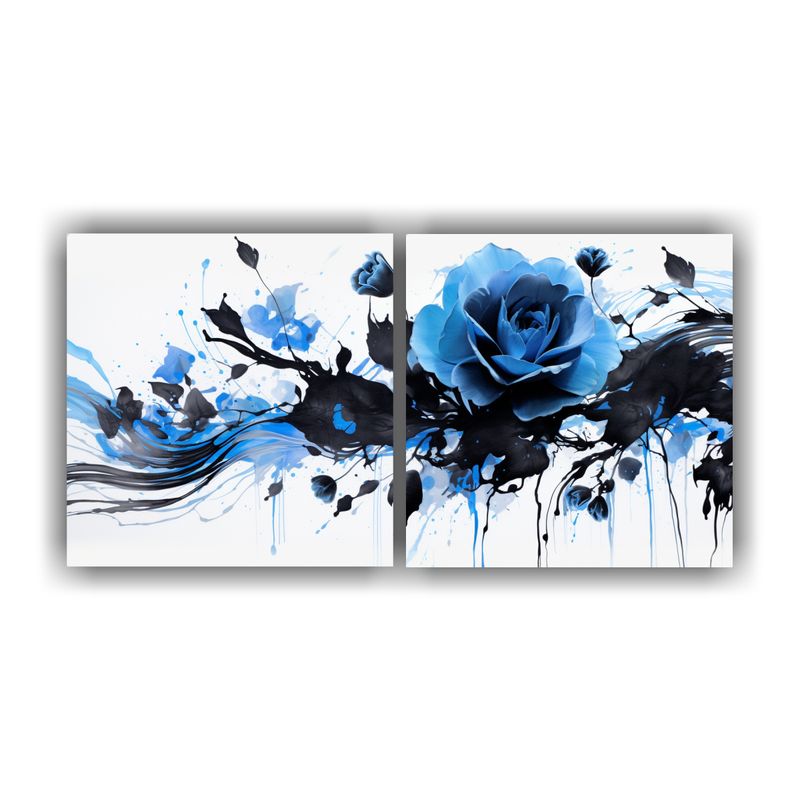 GENERICO - Cuadro Abstracto Obra Maestra Negro Y Azul Atmosfera Neonoir 160x80cm