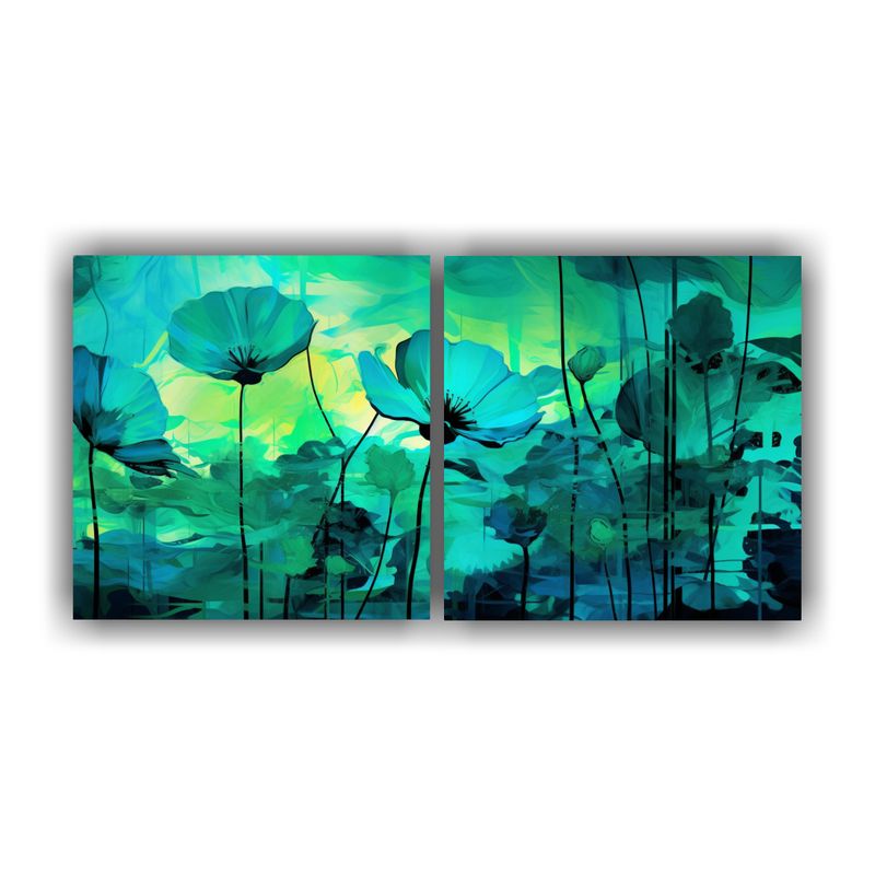 GENERICO - Pinturas De Decoración En Bastidor Vanguardia Green Y Turqu 160x80cm