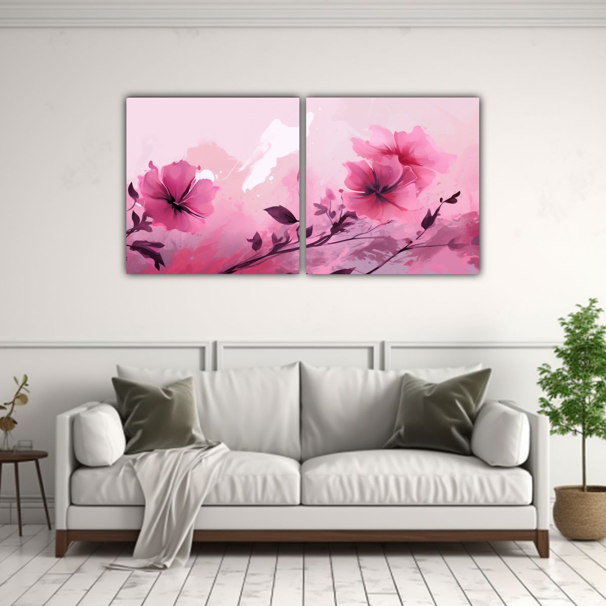 GENERICO - Cuadro Finas Líneas Rosa Para Oficina Neonoir Estilo Medio 160x80cm