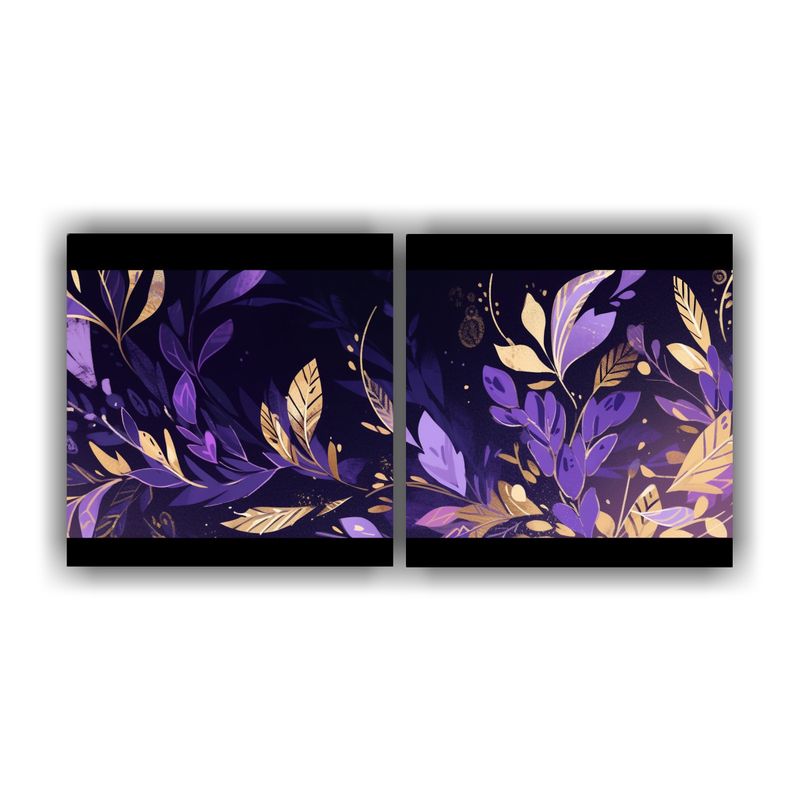 GENERICO - Conjunto 2 Cuadros Arte Alta Calidad Poder Púrpura Y Oro Am 160x80cm