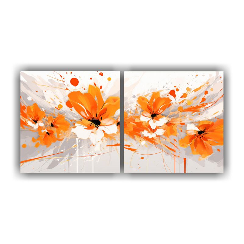 GENERICO - Pinturas Decorativas únicas En Blanco Y Naranja Con Atmósf 160x80cm