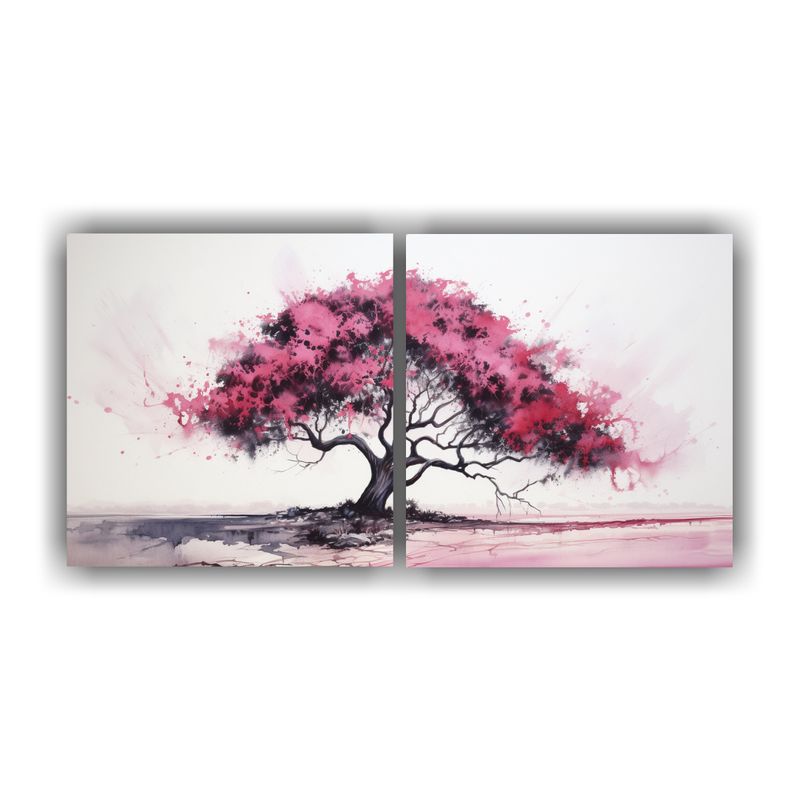 GENERICO - Dos Cuadros Inspiradores En Negro Y Rosa Pintura Abstracta S 160x80cm