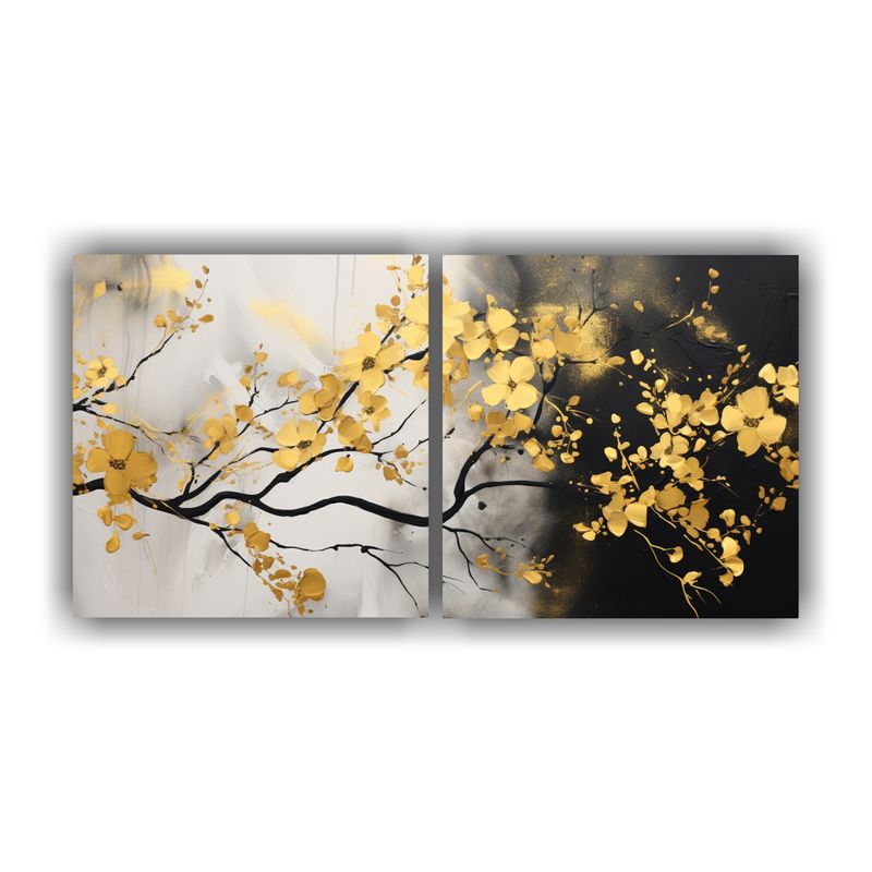 GENERICO - Pinturas Decorativas De Acacia Tree En Dorado Y Negro En Bas 160x80cm