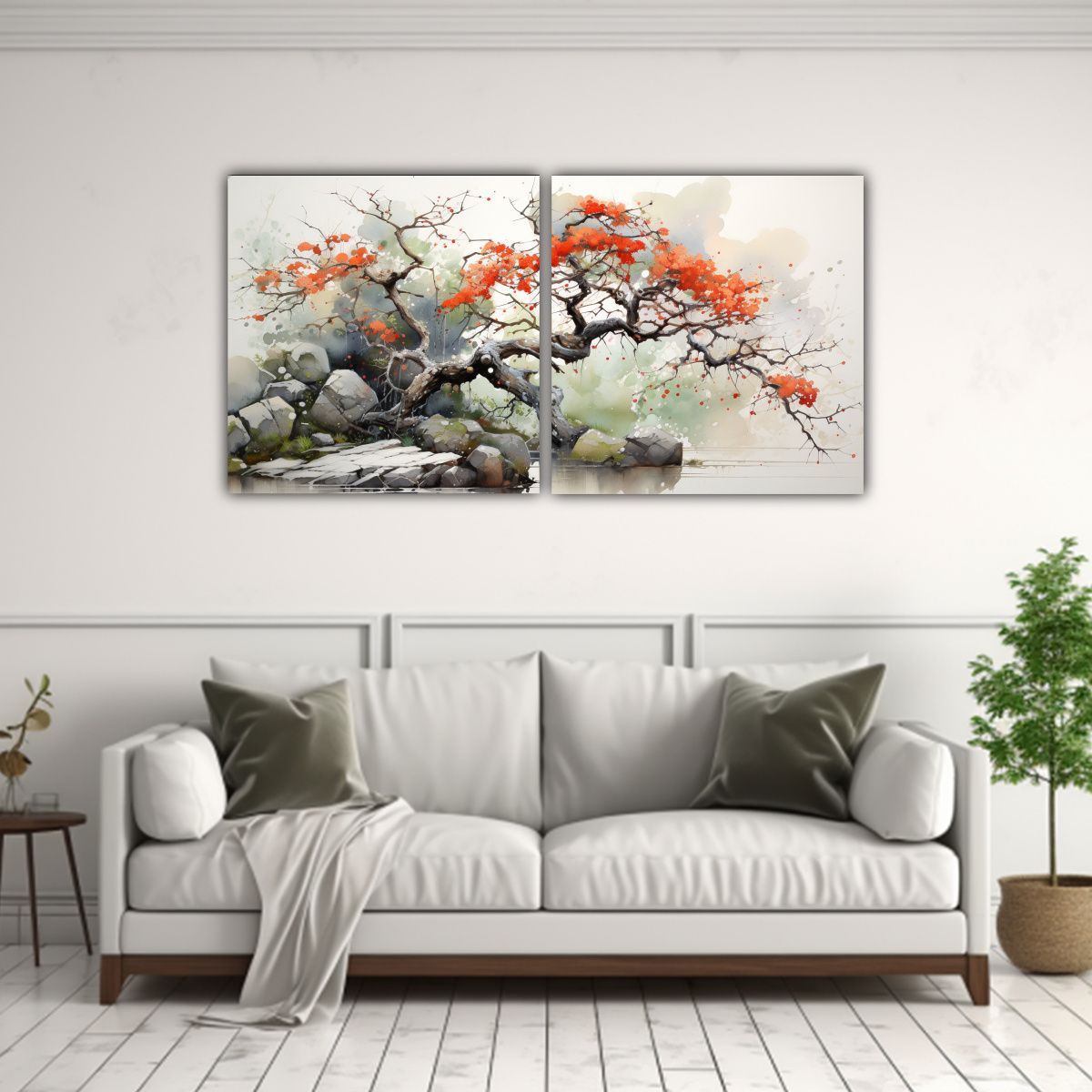 GENERICO - Pintura Abstracta En Acuarela, Movimiento Comedor, Árbol De 160x80cm