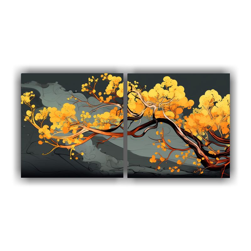 GENERICO - Cuadros Creativos Árbol Arbutus En Amarillo Y Naranja ¡Amb 160x80cm