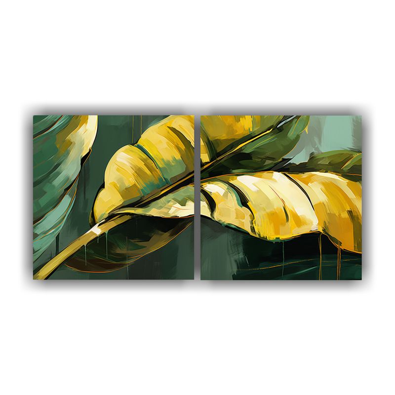 GENERICO - Pinturas Decorativas Vintage De Hojas De Plátano En Verde Y 160x80cm