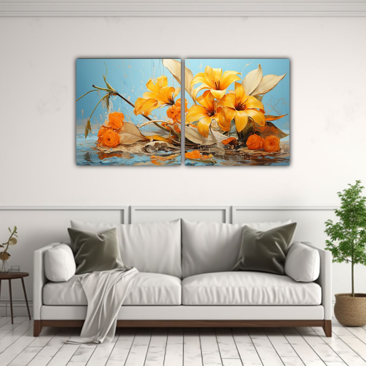 GENERICO - Cuadros Pop Art Horizontal Árbol De Plátano Naranja Y Dora 160x80cm