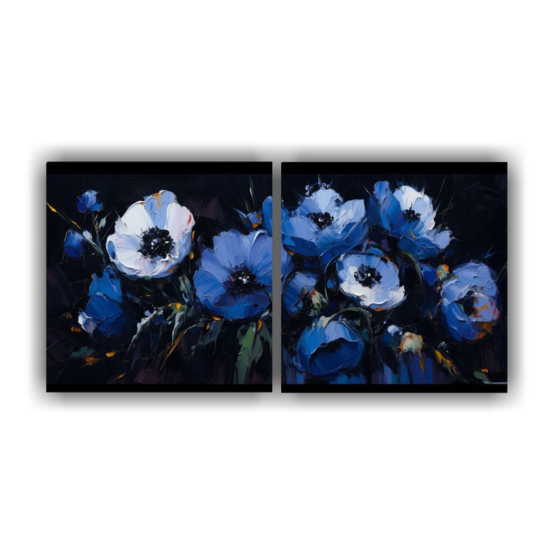 GENERICO - Pintura Moderna De Flores En Colores Negros Estilo Decorativ 160x80cm