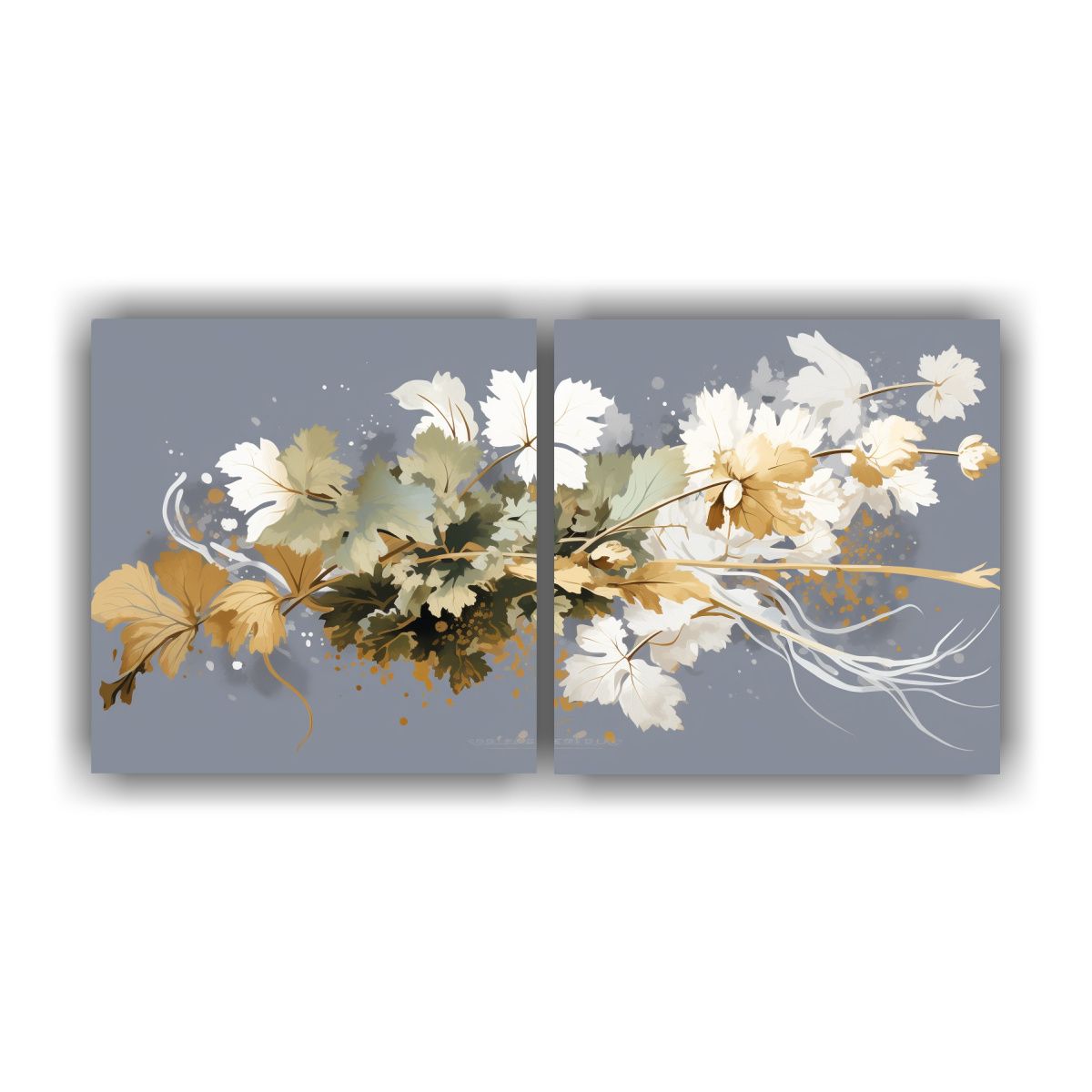 GENERICO - Pinturas Decorativas En Blanco Y Dorado Con Ambiente Neonoir 160x80cm