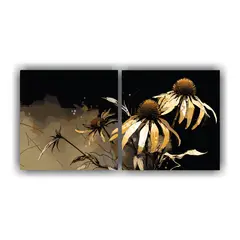 GENERICO - Dos Cuadros Cuadro Belleza Natural En Tonos Dorados Hierbas 160x80cm