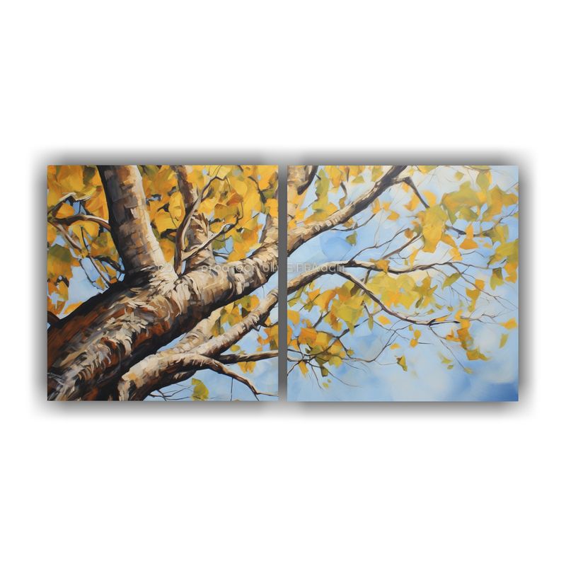 GENERICO - Set 2 Lienzos Movimiento Adorable A Cottonwood Tree Pintura  160x80cm