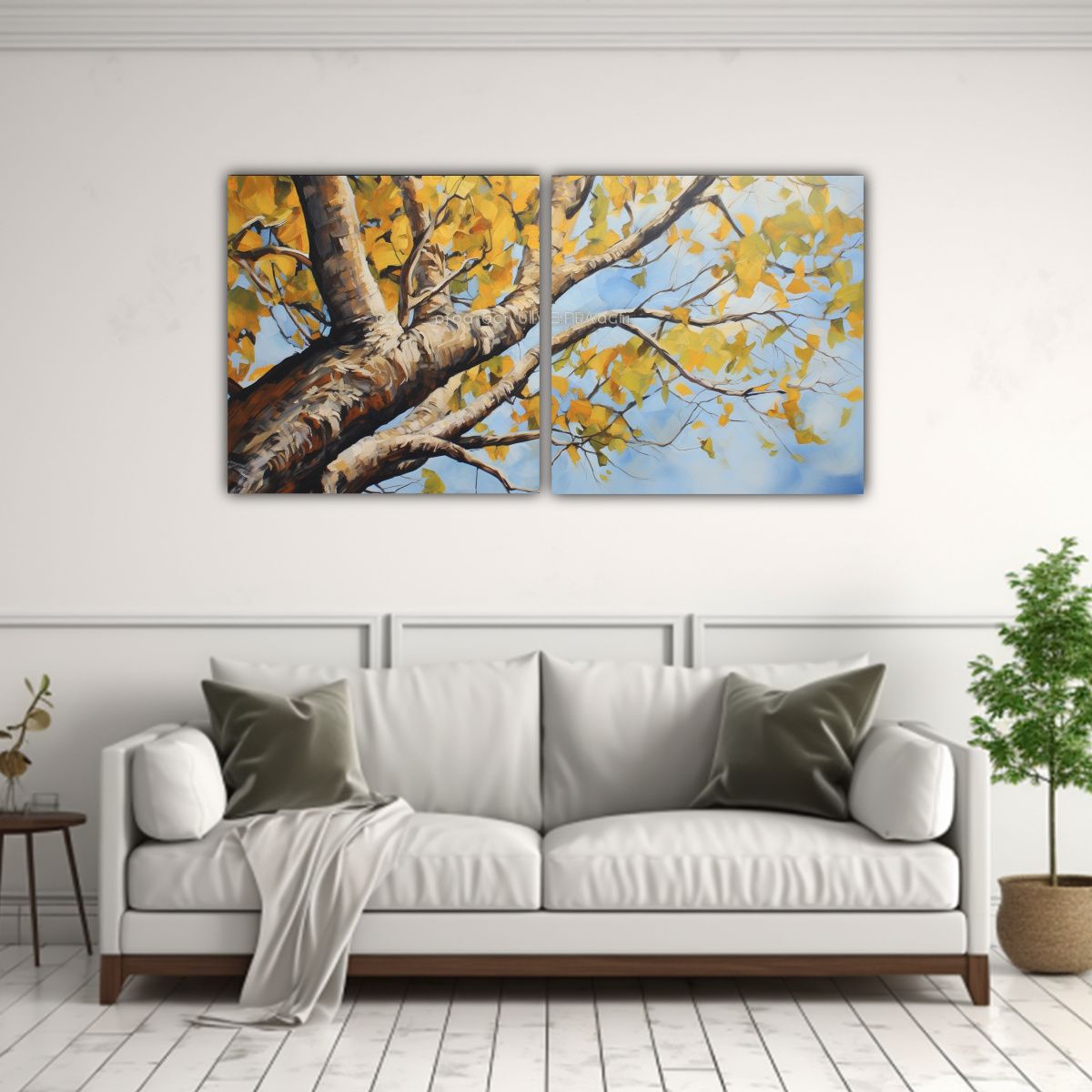 GENERICO - Set 2 Lienzos Movimiento Adorable A Cottonwood Tree Pintura  160x80cm