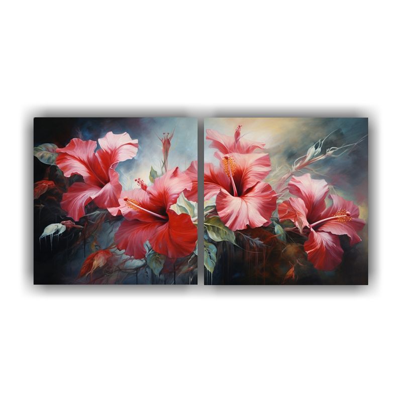 GENERICO - Pintura Abstracta De Flores De Hibisco En óleo De Alta Cali 160x80cm