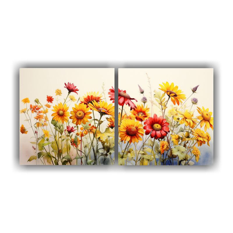 GENERICO - Lienzos Exuberantes De Girasoles Amarillos Y Rojos En Forma  160x80cm
