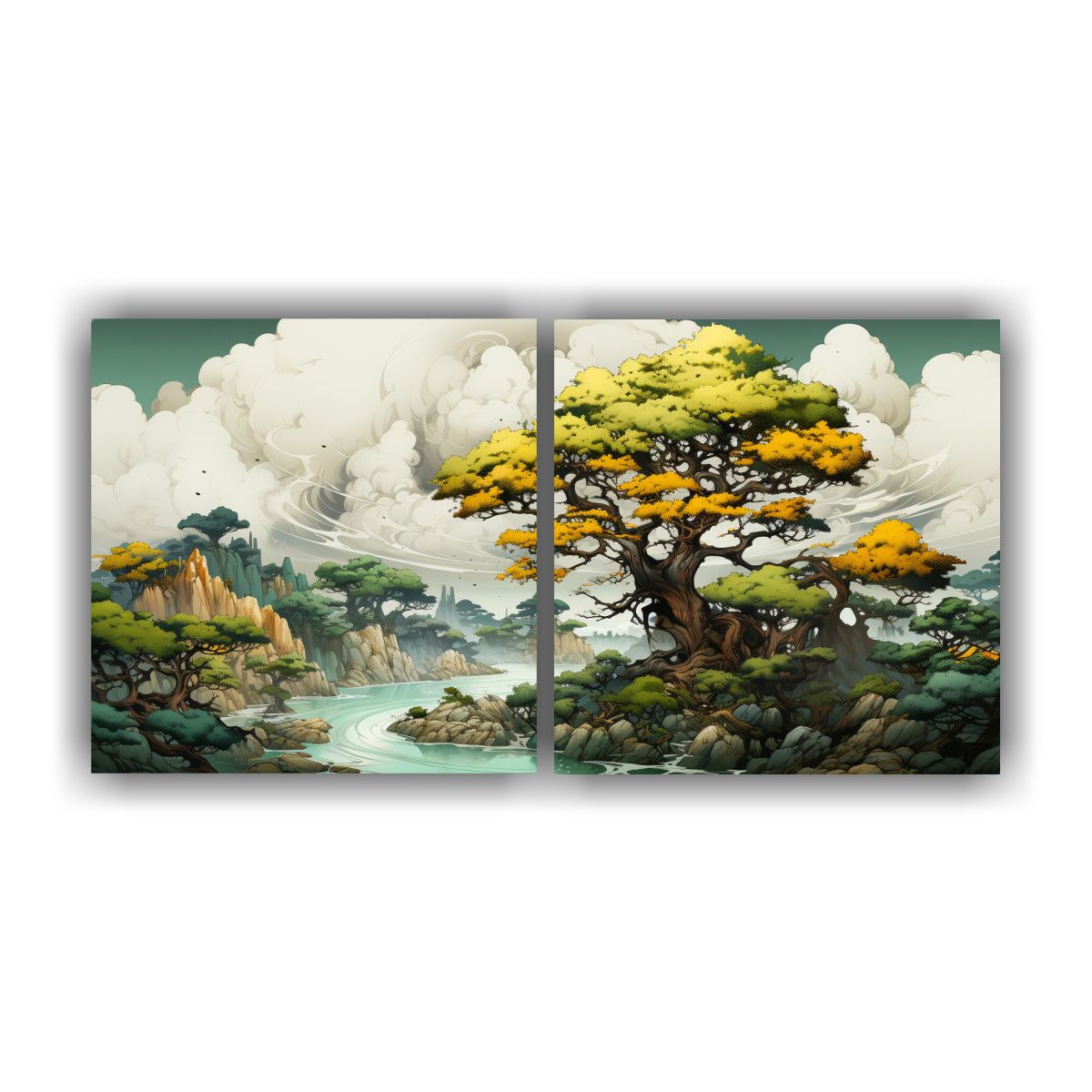 GENERICO - Cuadro Juvenil Lienzos Modernos De Un árbol De Enebro En Am 160x80cm