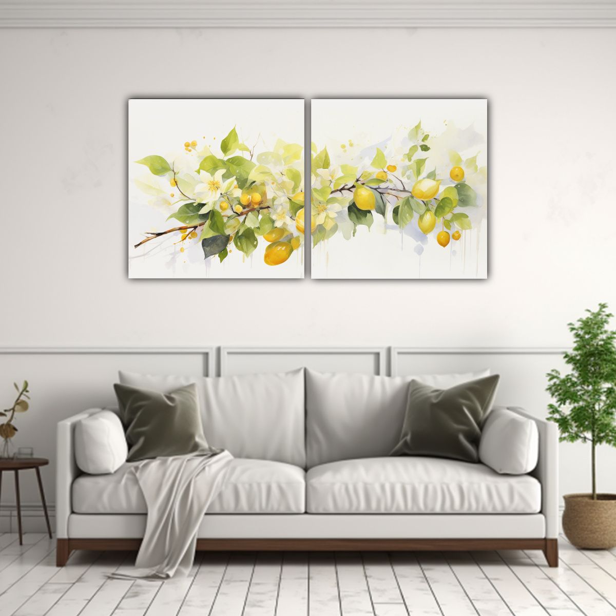 GENERICO - Pintura Abstracta De Flores De Tilo Amarillas Y Blancas Para 160x80cm