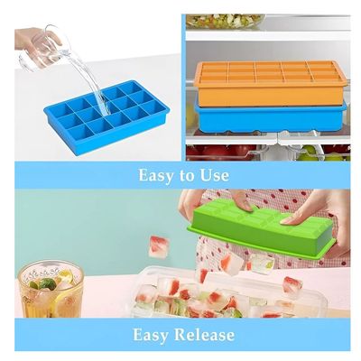 Imagen 2 del producto 2 Cubetas De Hielo Cubetera de silicona de Hielo Moldes Con tapa 15cav