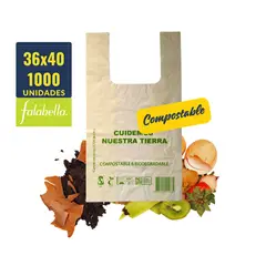 GENERICO - Bolsa Camiseta Biodegradable & compost 36x40 1.000 unidades
