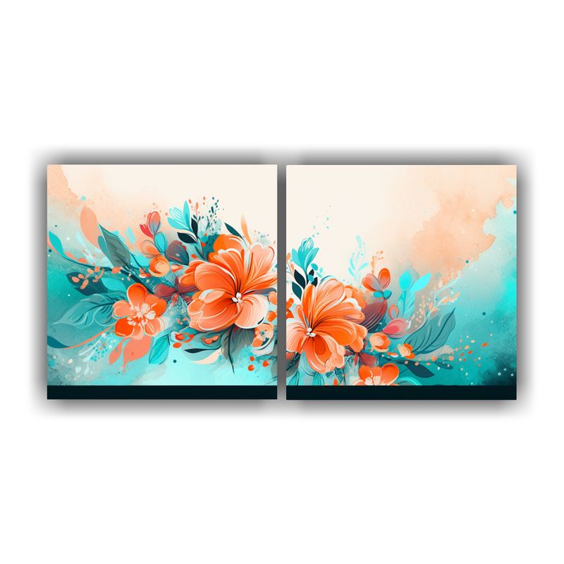 GENERICO - Cuadro De Lienzo Forma Calma Colores Turquesa Y Naranja Atm 160x80cm