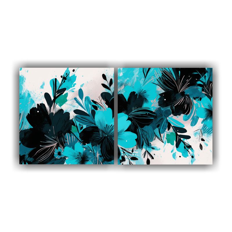 GENERICO - Pinturas Decorativas En Tonos Turquesa Y Negro Con Ambiente  160x80cm