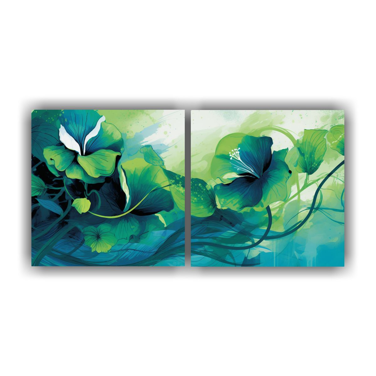 GENERICO - Cuadros Patron Intenso En Gama De Colores Verde Y Azul Atmos 160x80cm